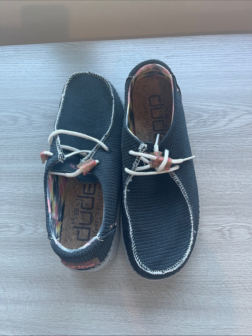 Hey Dude Black Wally Knit Shoes with White Stitching - 9
